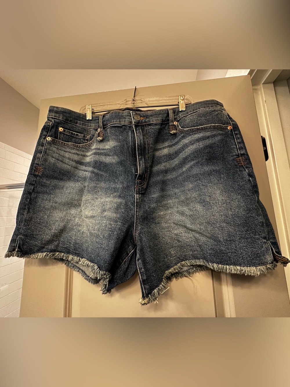 Classic High-Rise Dark Wash Denim Shorts